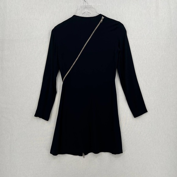 A.L.C. Dress Womens 0 Black Miro Viscose Blend Zipper Accent Mini Fit Flare Crew - Picture 5 of 14